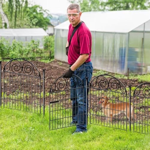 Getlay Tall Garden Fence Animal Barrier with Gate, 32 in(H) 16 Panels Garden ...