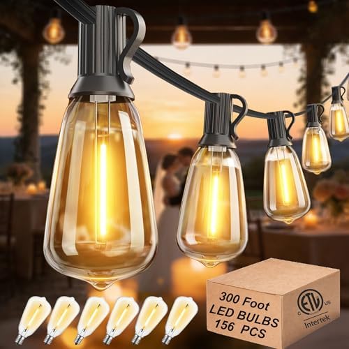 Outdoor String Lights Waterproof 300FT Patio Lighting for Outside Backyard
