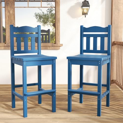 Sundale Outdoor Tall Adirondack Bar Chair Set of 2, HDPE Patio Bar Stools