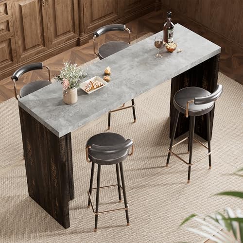 Bar Table for 4-6 People - 55” Long Counter Height Pub with Extra Thickened T...