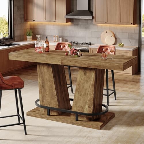Tribesigns 62.99" Industrial Bar Table for 4-6, Rectangle Counter Height...