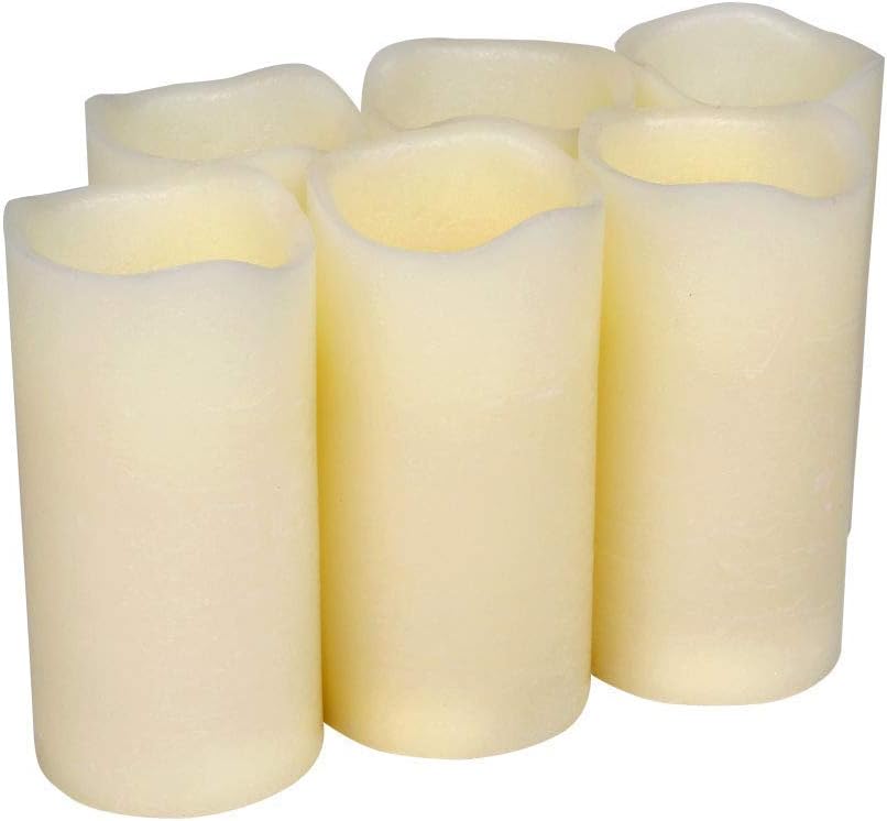 H-BLOSSOM Flickering Flameless Candles Battery Operated Real Wax Pillar Candl...