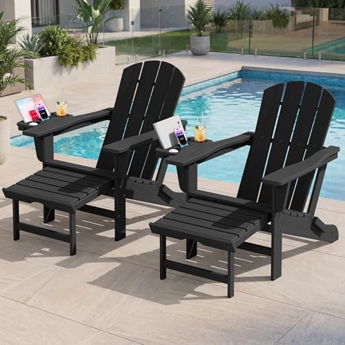 KINGYES Adjustable Folding Adirondack Chair with Footrest & 4-in-1 Multi-...