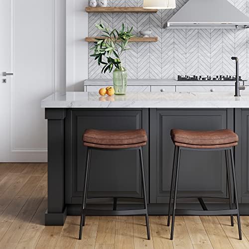 Nathan James Arlo Modern Backless Upholstered Kitchen Counter Bar Stool with ...
