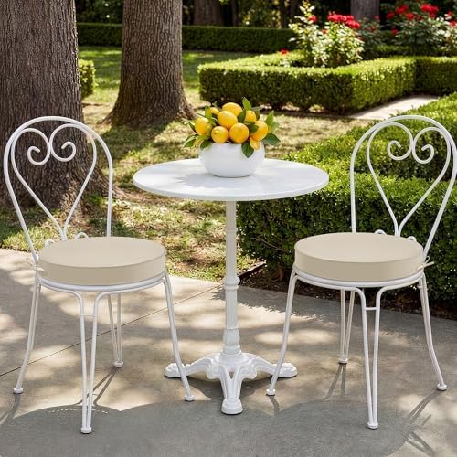 Summsun Outdoor Bistro Chair Cushions Set of 2, 15" D x 3" H Round ...