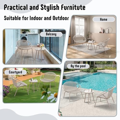 Werph 3-Piece Patio Furniture Set, Bistro Gray Table and Chairs Set of 2