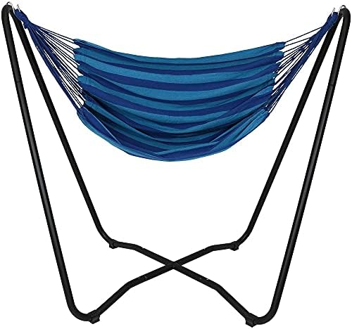 Sunnydaze Hanging Hammock Chair with Stand, Beach Oasis