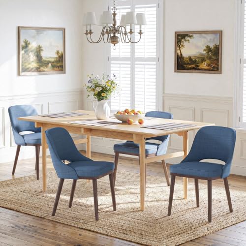 MALOL Wooden Dining Chairs Set of 4, Modern Fabric Upholstered Dining Room Ch...