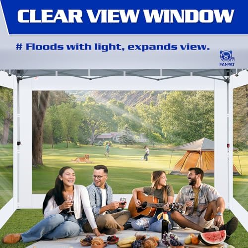 FANPAT 3Pcs Clear Sidewalls for 10x10 Pop Up Canopy, White(Sidewalls only)