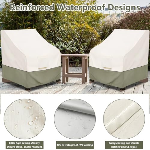 Waterproof 2 Pack Patio Adirondack Chair Cover for Outdoor Chair Size Up to 3...