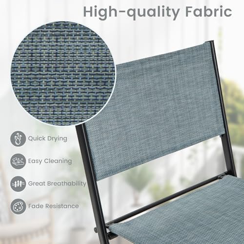 Tangkula Outdoor Barstools Set of 2, Counter Height Folding Bar Chairs with B...