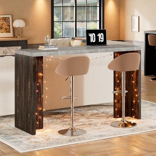 Bar Table for 4-6 People - 55” Long Counter Height Pub with Extra Thickened T...