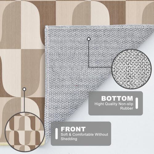 Area Rug 5x7 Modern Geometric Rug Neutral Beige Brown Abstract Mid Century Mo...