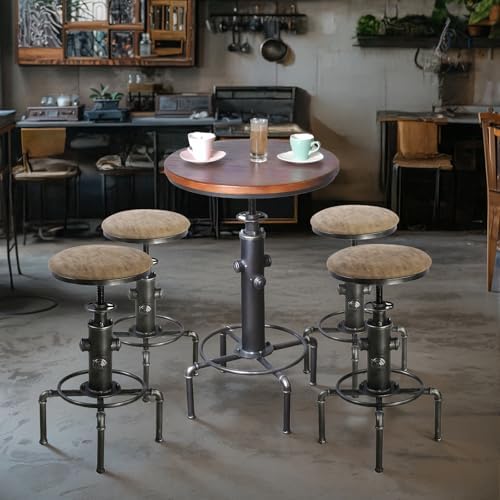 Topower Industrial Bar Table 31.5-41.3" Adjustable Pub Table Kitchen Din...