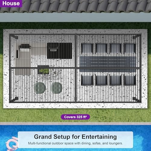 PURPLE LEAF Louvered Pergola 13' x 25' Large Pergola w/Independent Roof