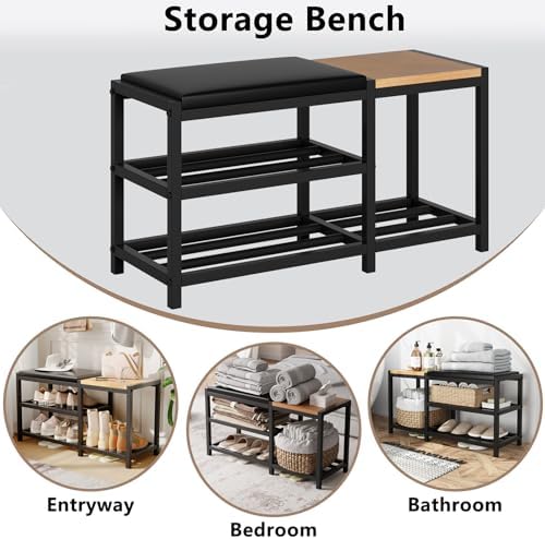 Shoe Bench with Shoe Rack,Shoe Rack for Entryway,Supports 570 lbs