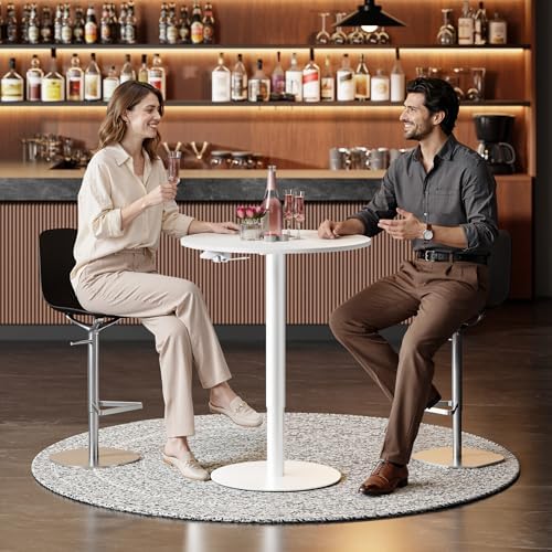 SANODESK 27.5'' Pneumatic Height Adjustable Round Dining Table Bar Table