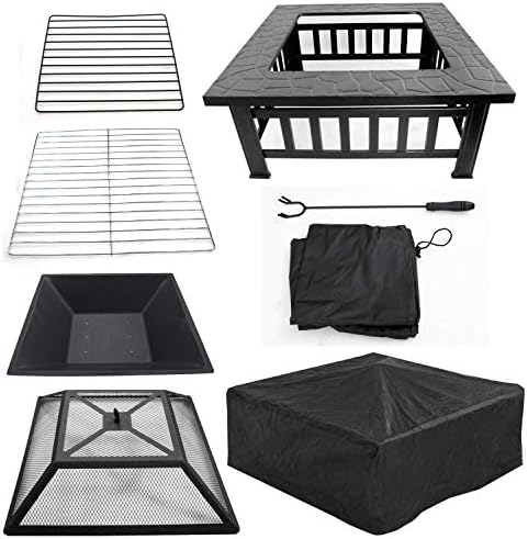 ZENY 32 inch Outdoor Fire Pit with Grill