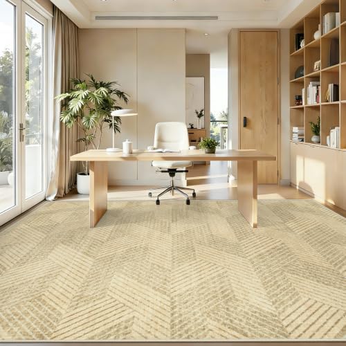 MXSANYOO Area Rugs 8x10 for Living Room, Washable Geometric Brown Rug