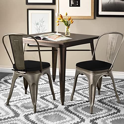 GUEGLSA Outdoor Metal Chair Seat Cushions 14x14 inch, Waterproof Non Slip Din...