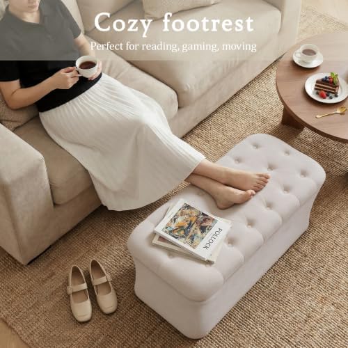 ONBRILL Storage Ottoman Bench, End of Bed Bench, 39.8 x 18.1 x 17.7 Inches Po...