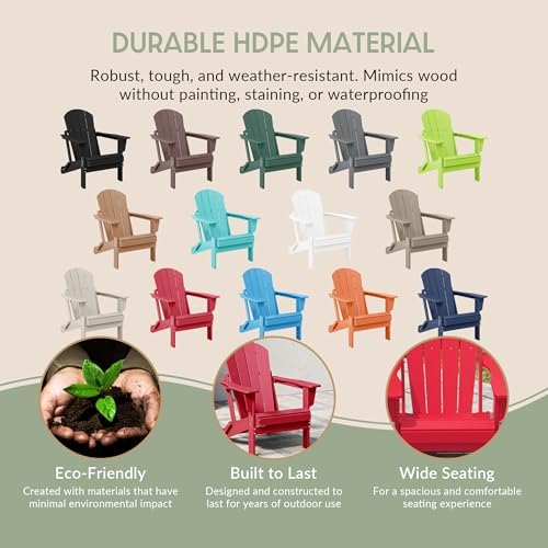 WestinTrends Malibu Outdoor Patio HDPE Folding Poly Adirondack Chair, Red