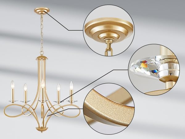 Saint Mossi 5-Lights Gold Modern Chandelier Lighting Fixture, Modern Pendant ...