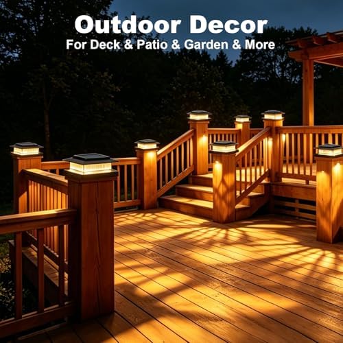4x4 Solar Post Cap Lights, 13 Lighting Modes RGB Post Solar Lights Outdoor