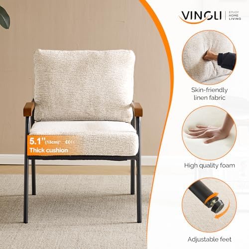 VINGLI Mid-Century Modern Accent Armchiars Set of 2 for Small Space, Small Co...