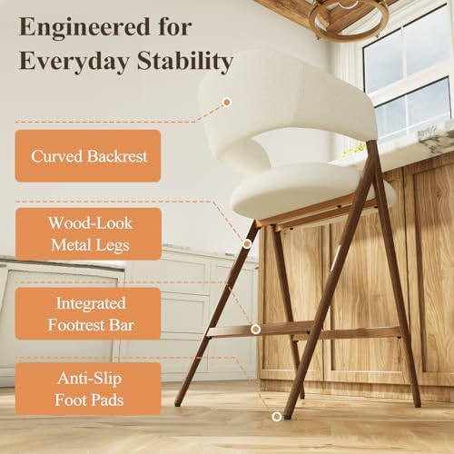 COLAMY Bar Stools Set of 2, 26" Counter Height Barstools with Backs, Mod...