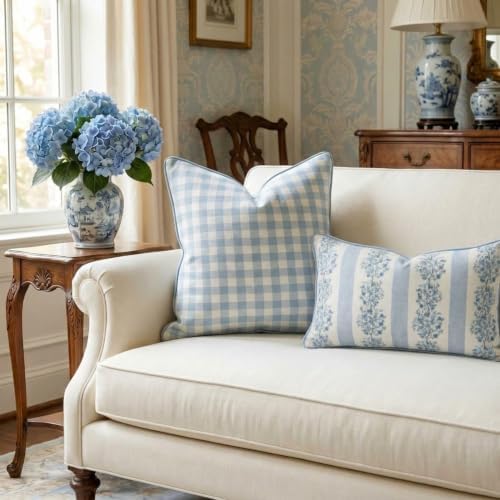 Jillien Harbor “The Charlie” Decorative Pillow Cover – Blue and White Accent ...
