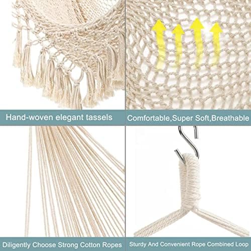 Hammock Chair，Max 330lbs, Large Hanging Chair, Soft Cotton Rope Swing Chair w...