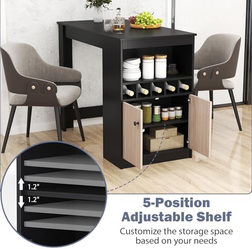 Giantex 48" Dining Table, Counter Height Bar Table with Storage Cabinet,...