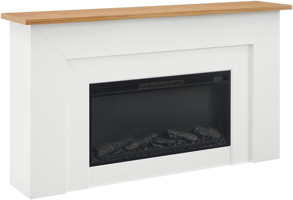 Bowery Hill 64" Freestanding Electric Fireplace with Wood Mantel, Realis...