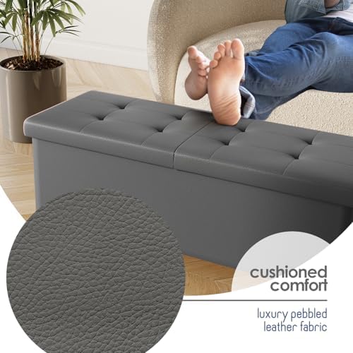 Storage Ottoman Bench with Bins, 43-in Storage Bench for Bedroom End of Bed, ...