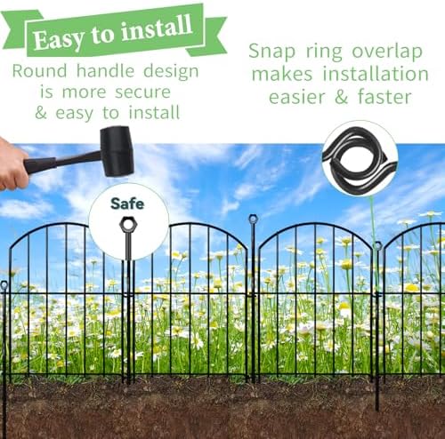 Decorative Garden Fence 17in(H)x13in(W), 26 Pack Rustproof Metal No Dig Fence...
