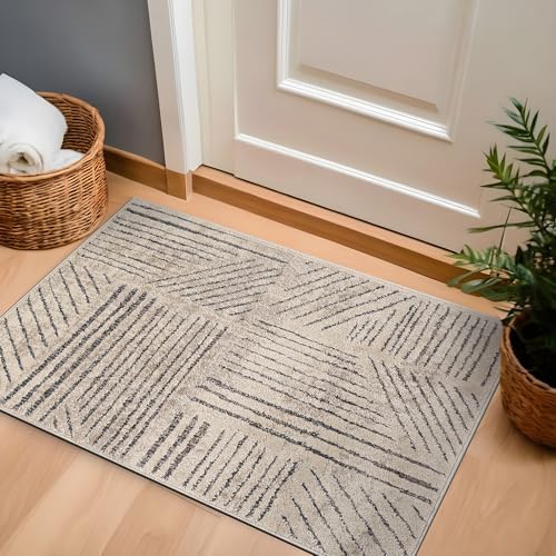 Rugshop Modern High-Low Patchwork Geometric Area Rug Indoor Cream 2'3&quo...