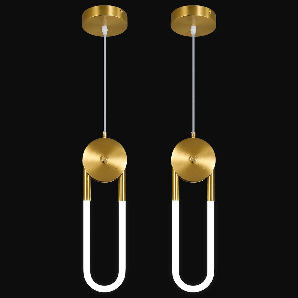 Modern Gold LED Pendant Light Fixture Oval Adjustable Pendant Lighting for Ki...