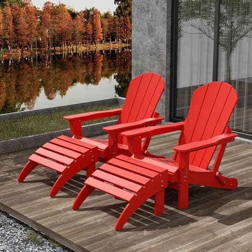 WestinTrends Malibu Outdoor Lounge Chair Set, 4-Pieces Adirondack Chair Set o...