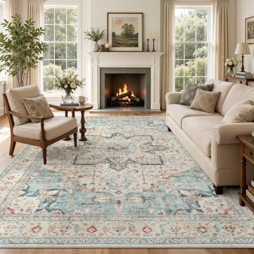 Tortania Area Rug 8x10 Living Room Rug Washable Soft Multi
