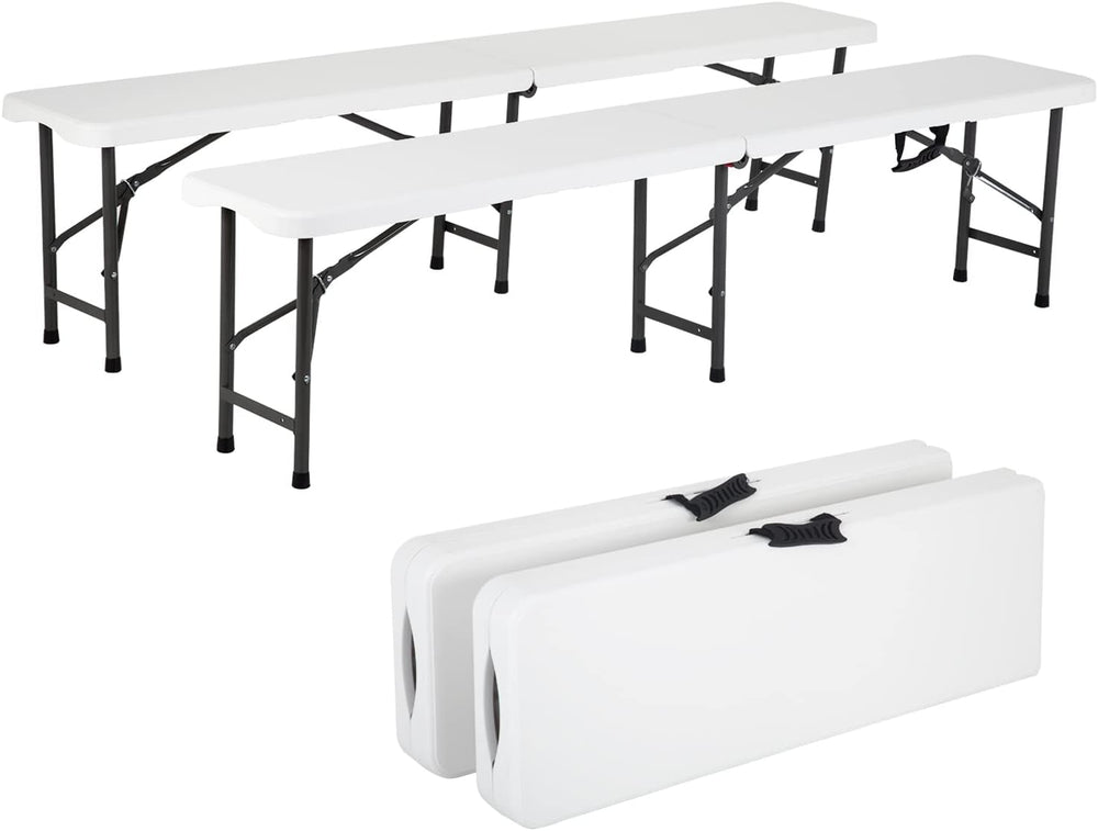 6FT Bench Chair Plastic Folding Bench Plastic Portable Outdoor Bench Garden B...