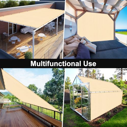 Artpuch 90% Sun Shade Cloth, 8 x 10 FT Pergola Shade Cover Canopy with Gromme...