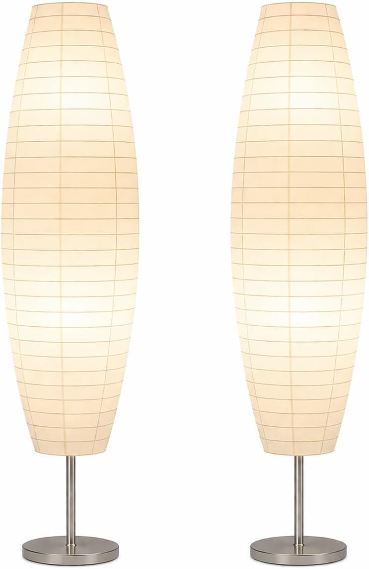 LIGHTACCENTS Paper Floor Lamp Set of 2, 59" Tall Modern Standing Lamps f...