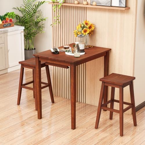 Giantex Bar Table and Chairs Set - 3-Piece Counter Height Dining Table Set wi...