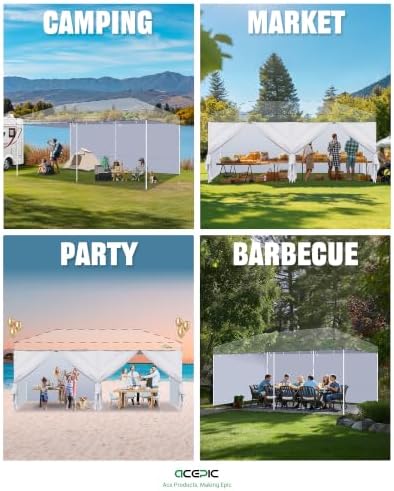 ACEPIC 10x20ft Canopy Sidewalls with Door, Black (6PCS, Frame Not Included)