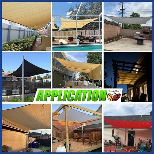 ShadeMart 10' x 16' Sand Sun Shade Sail UPF50 Rectangle Canopy Fabric...