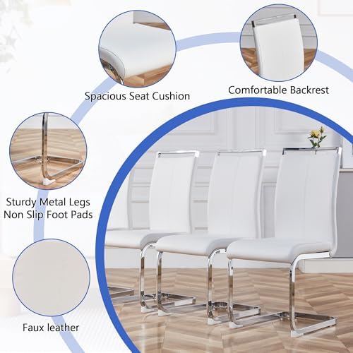 Dining Table Set for 6,White Marble 71'' Dining Room Table with Spaci...