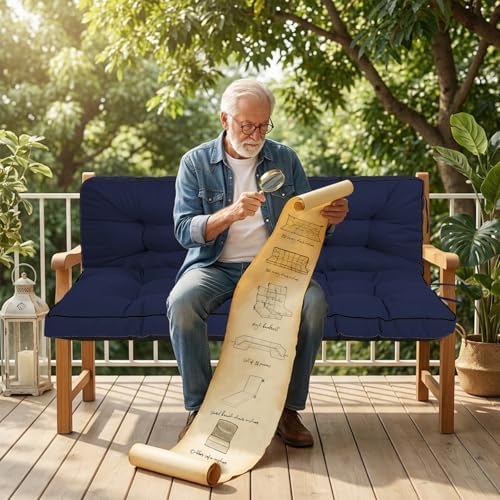 Outdoor Waterproof Porch Swing Cushion Replacement, Navy blue, 63x40in
