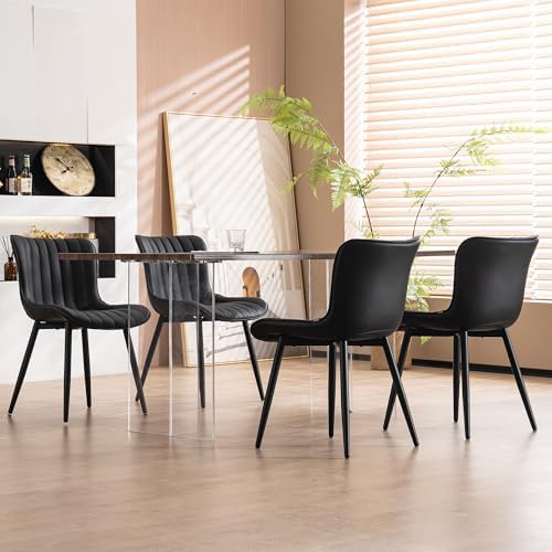 YOUNUOKE Dining Chairs Set of 2 Mid-Century Modern Kitchen Chair Black