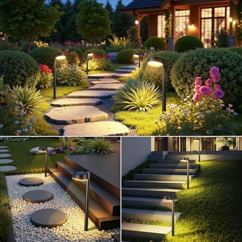Ahaorigin 8 Pack Solar Pathway Lights Outdoor, 12 Brighter LEDs Solar Lights ...